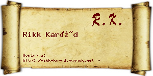 Rikk Karád névjegykártya